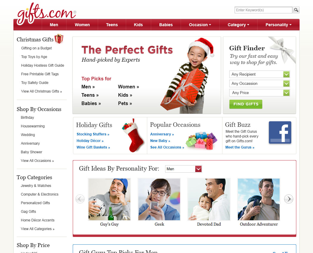 Gifts.com Homepage
