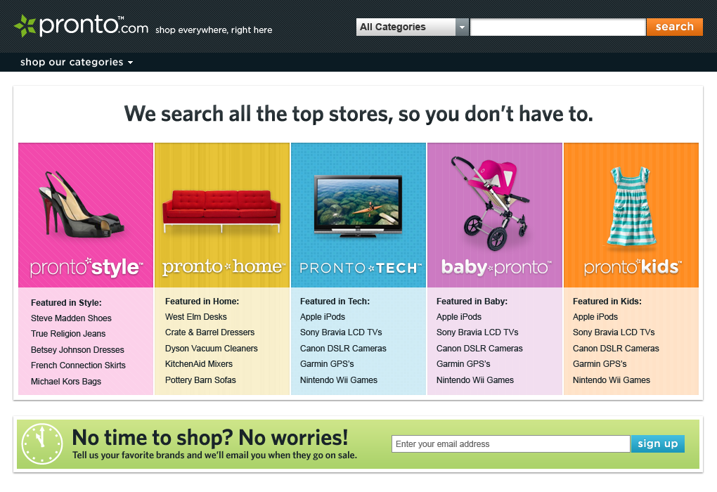 Pronto.com Homepage