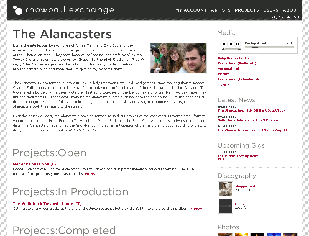 Artist Profile Page